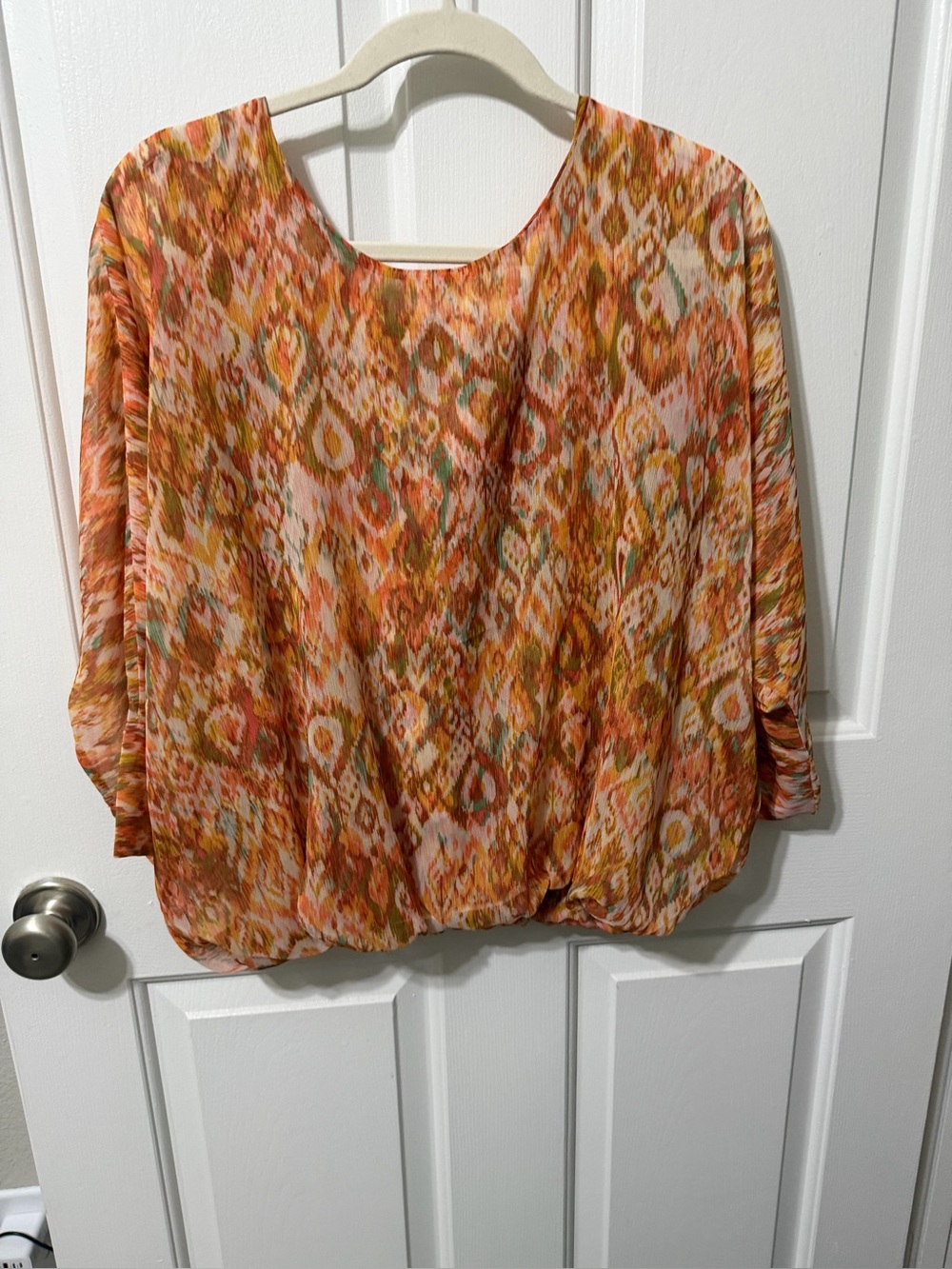 Liverpool Orange Ikat Print Dolman Tunic